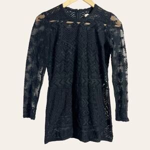 Isabel Marant x H&M Black Embroidered Lace Sheer Mesh Long Sleeve Tunic Top 4